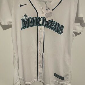 Nike White Mariners Jersey with Blue Accents